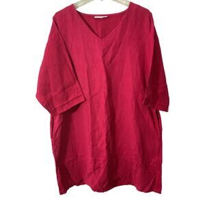 New Bryn Walker Linen Dress Dark Pink XS